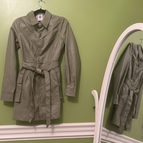 EUC Vegan Leather Mini Shirt Dress - Picture 5 of 8